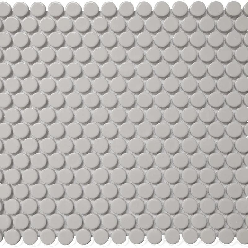 Color Collection Mosaics Bright Gray Penny Round 12x12 - Image 1