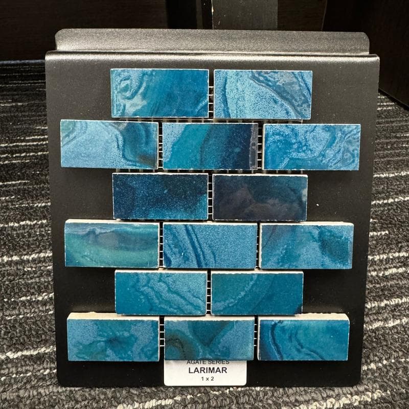 Aquabella Agate Larimar 1x2 Porcelain Mosaic 12"x12" Pool Tile - Image 14