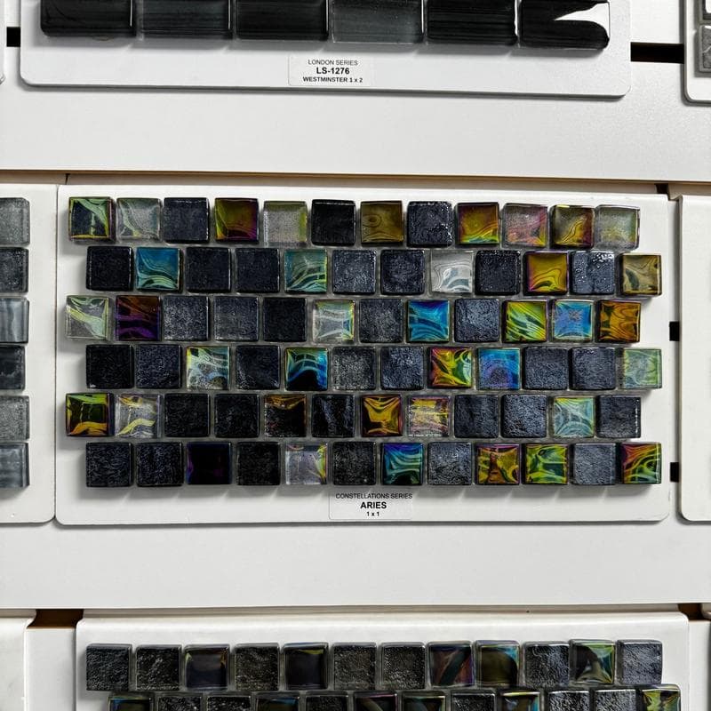 Aquabella Constellations Aries 1x1 Glass Mosaic 12"x12" Pool Tile - Image 2