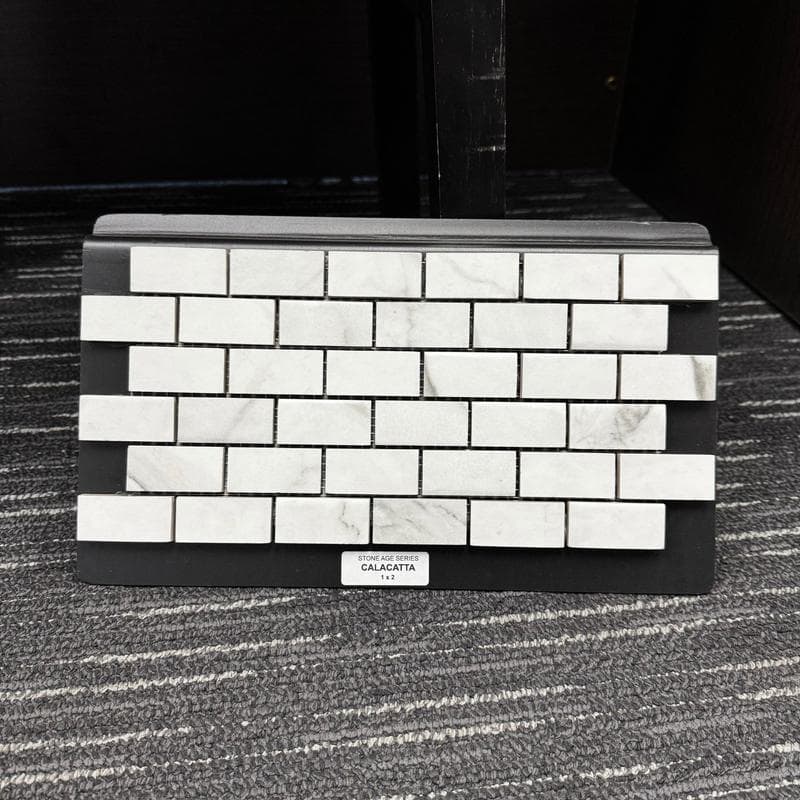 Aquabella Stone Age Calacatta 1x2 Porcelain Mosaic 12"x12" Pool Tile - Image 14