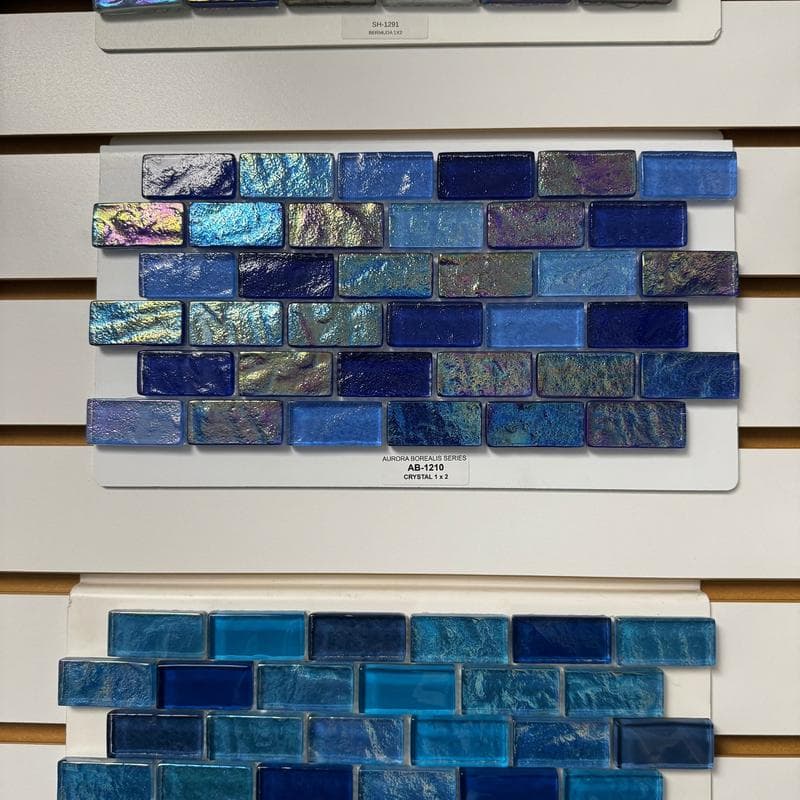 Aquabella Aurora Borealis Crystal 1x2 Glass Mosaic 12"x12" Pool Tile (AB-1210) - Image 14