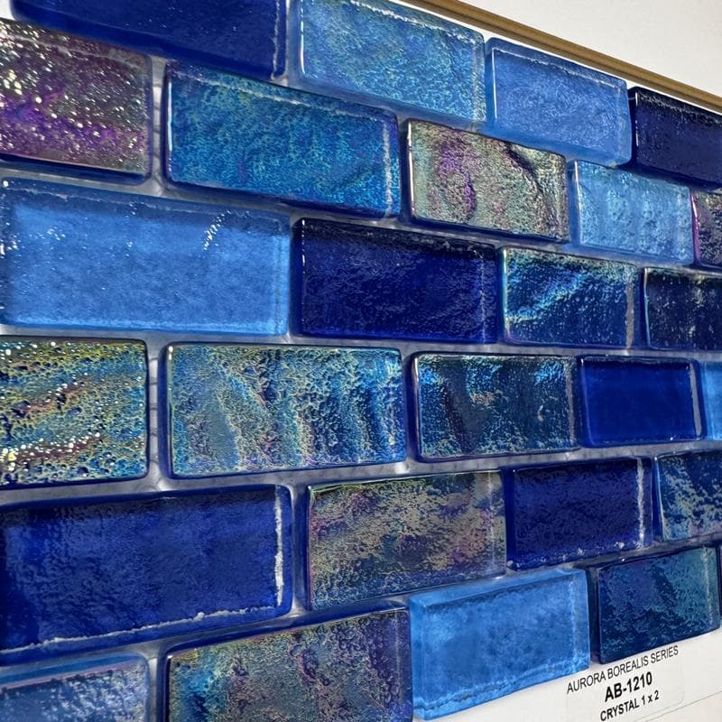 Aquabella Aurora Borealis Crystal 1x2 Glass Mosaic 12"x12" Pool Tile (AB-1210) - Image 15