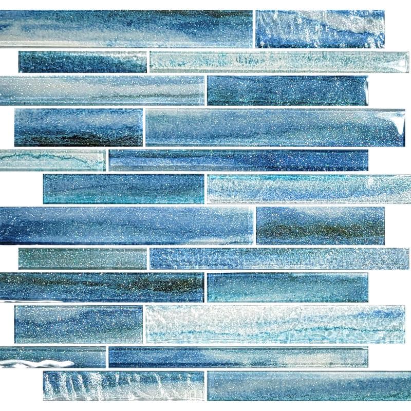 Coastal Sands Tidal Blue Mixed Glass Mosaic 12"x12" Pool Tile - Image 2