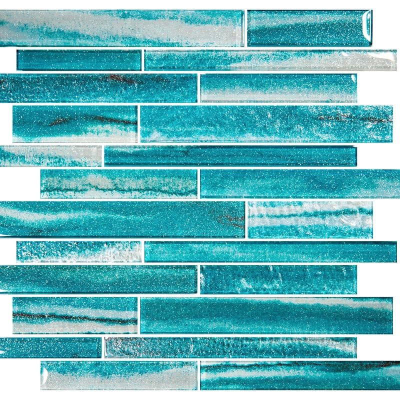 Coastal Sands Aquamarine Mixed Glass Mosaic 12"x12" Pool Tile - Image 2