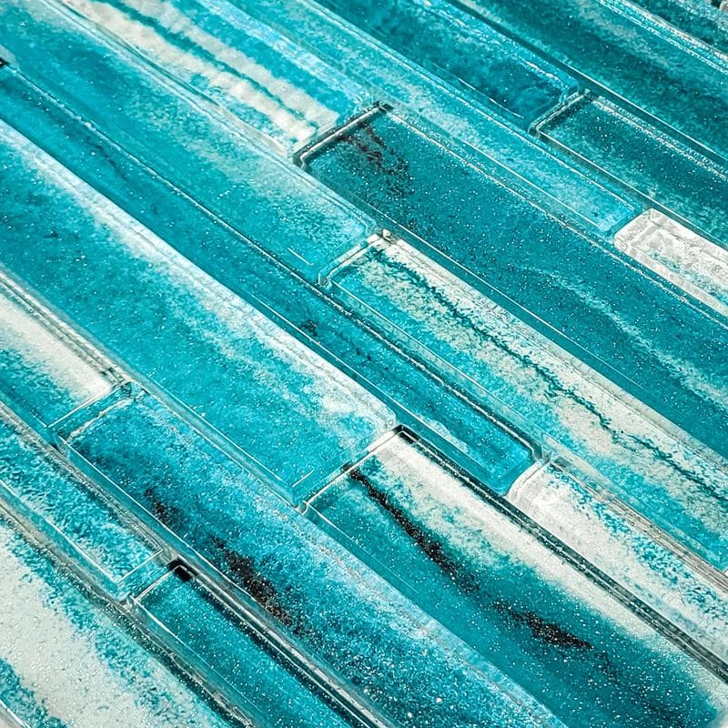 Coastal Sands Aquamarine Mixed Glass Mosaic 12"x12" Pool Tile - Image 3