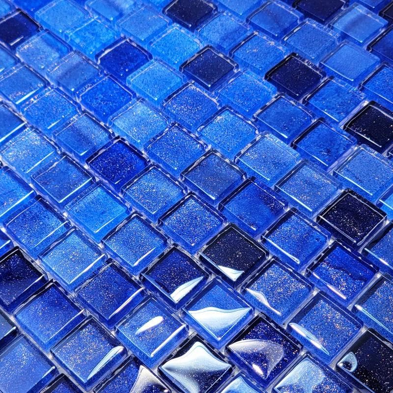 Crystal Waters Deep Sea 1x1 Glass Mosaic 12"x12" Pool Tile - Image 3