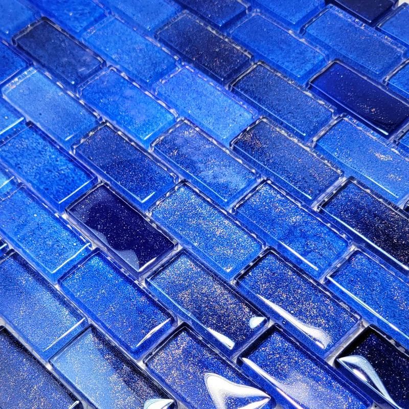 Crystal Waters Deep Sea 1x2 Glass Mosaic 12"x12" Pool Tile - Image 3