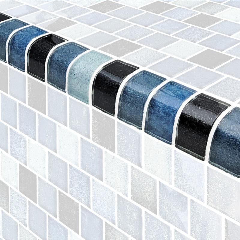 Crystal Waters Trim Lagoon Glass Bullnose Pool Tile (Covering 1 Linear Foot) - Image 1