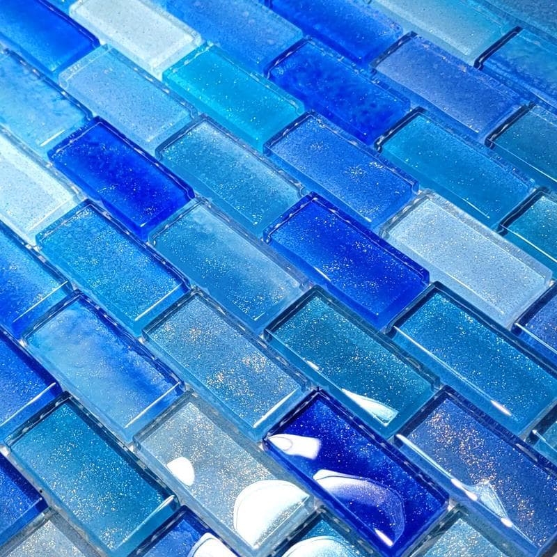 Crystal Waters Surf 1x2 Glass Mosaic 12"x12" Pool Tile - Image 3