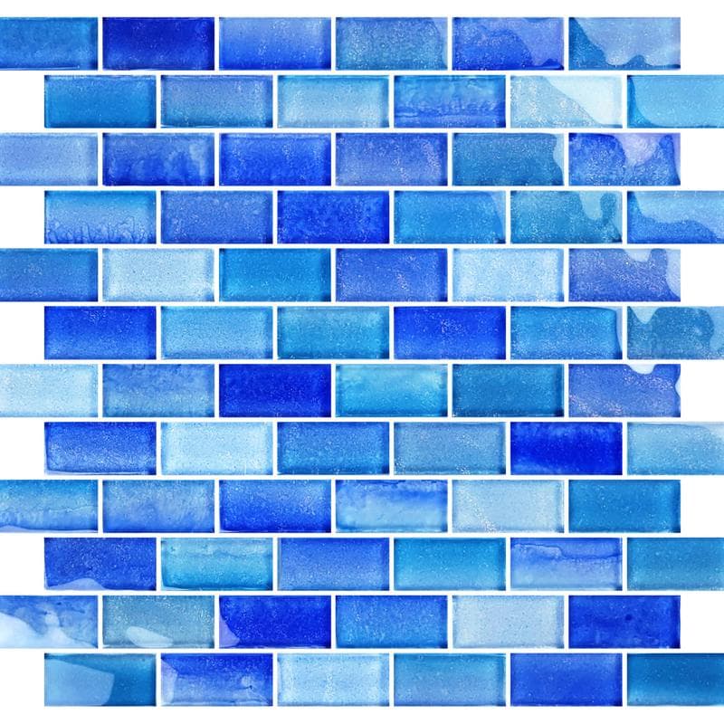 Crystal Waters Surf 1x2 Glass Mosaic 12"x12" Pool Tile - Image 2