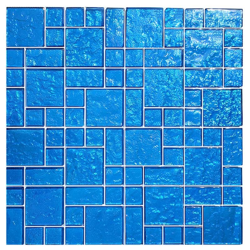 Galaxy Blue Mixed Glass Mosaic 12"x12" Pool Tile - Image 1