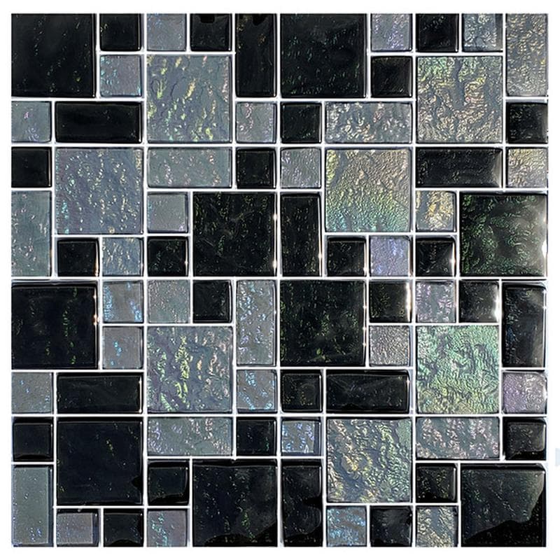 Galaxy Slate Blend Mixed Glass Mosaic 12"x12" Pool Tile - Image 1