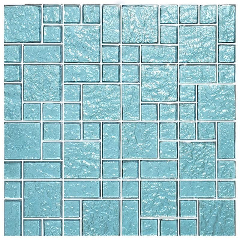 Galaxy Aquamarine Mixed Glass Mosaic 12"x12" Pool Tile - Image 1