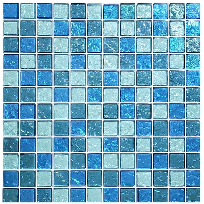 Galaxy Blue Blend 1x1 Glass Mosaic 12"x12" Pool Tile - Image 1