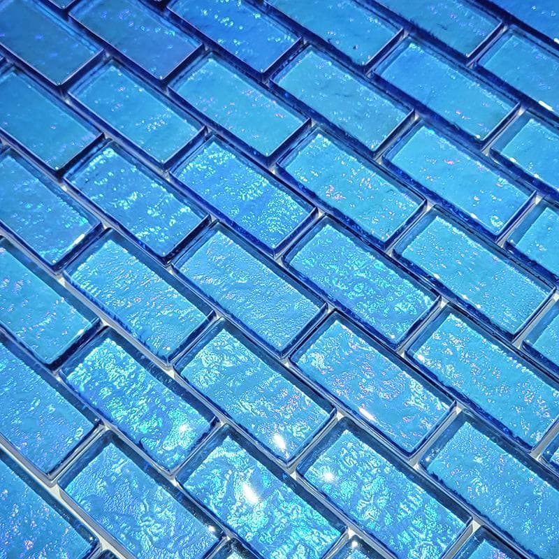 Galaxy Blue 1x2 Glass Mosaic 12"x12" Pool Tile - Image 3