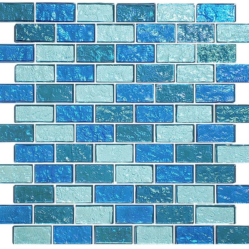 Galaxy Blue Blend 1x2 Glass Mosaic 12"x12" Pool Tile - Image 2