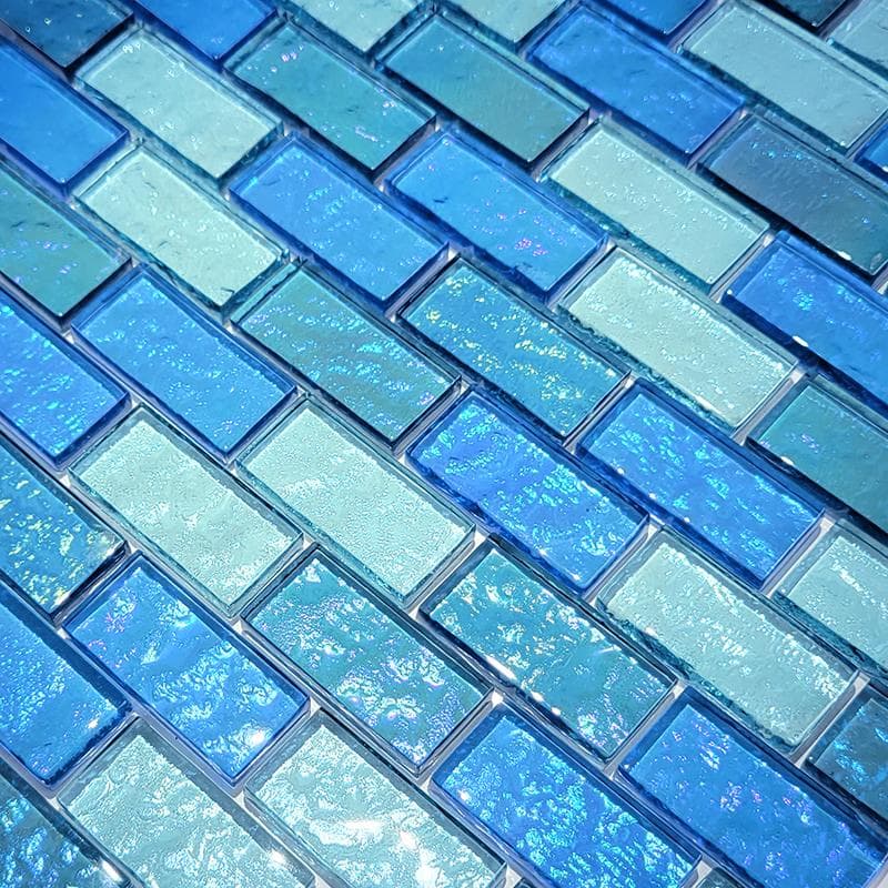 Galaxy Blue Blend 1x2 Glass Mosaic 12"x12" Pool Tile - Image 3