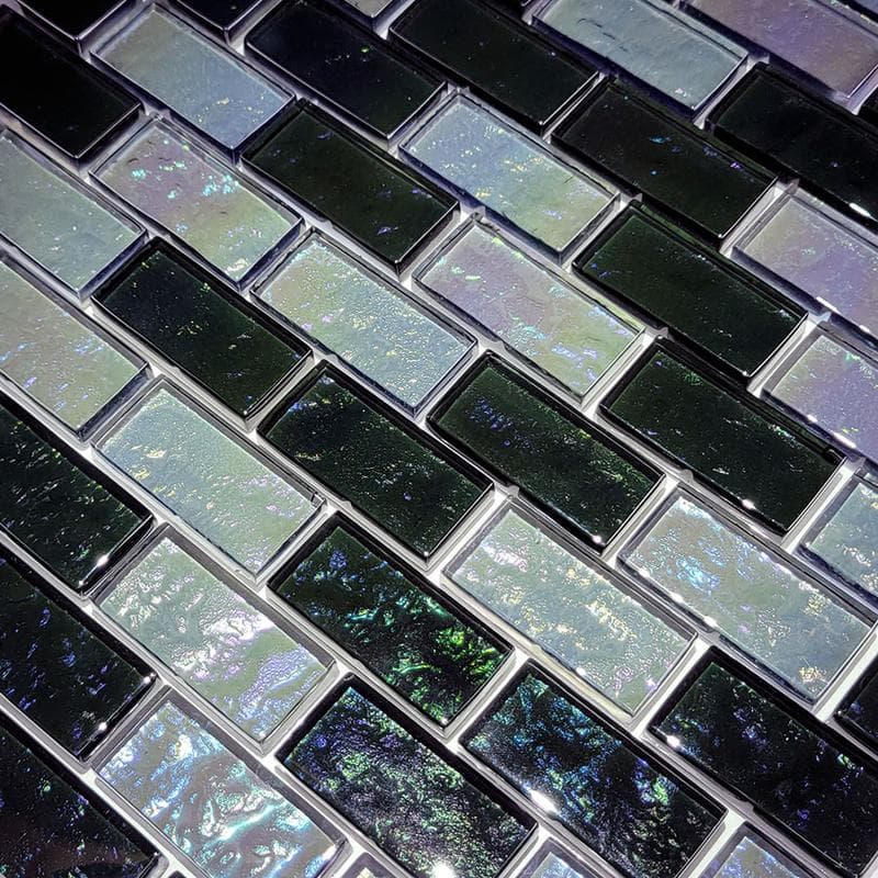 Galaxy Slate Blend 1x2 Glass Mosaic 12"x12" Pool Tile - Image 3