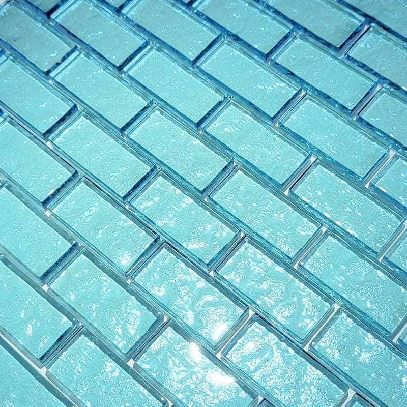 Galaxy Aquamarine 1x2 Glass Mosaic 12"x12" Pool Tile - Image 3