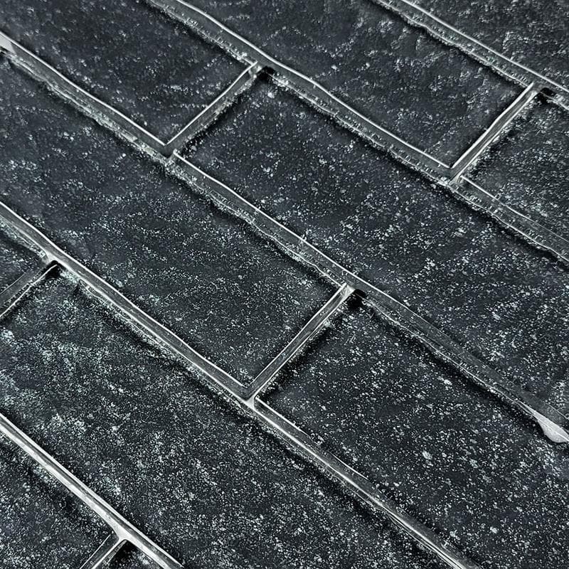 Moonscape Black 2x6 Glass Mosaic 12"x12" Pool Tile - Image 2