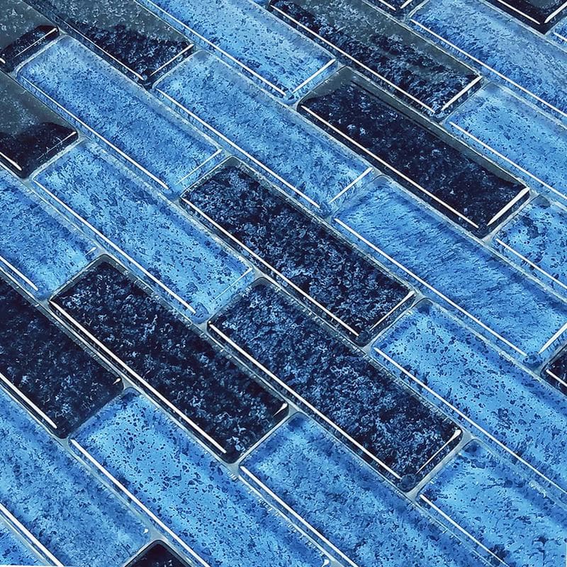 Nightfall Azure Black 1x3 Glass Mosaic 12"x12" Pool Tile - Image 3