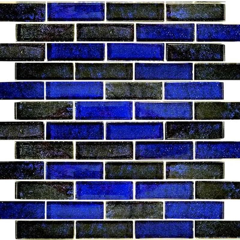 Nightfall Cobalt Black 1x3 Glass Mosaic 12"x12" Pool Tile - Image 2