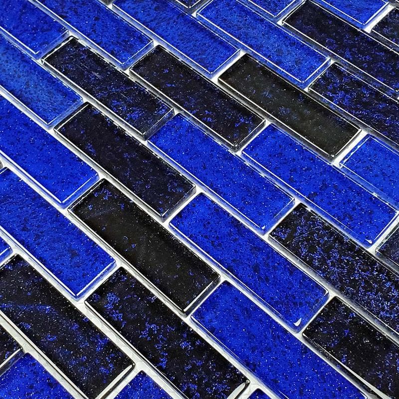 Nightfall Cobalt Black 1x3 Glass Mosaic 12"x12" Pool Tile - Image 3