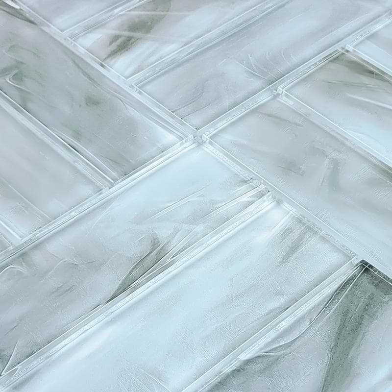 Panama Weave Metro Gray 2x6 Glass Mosaic 12"x12" Pool Tile - Image 2