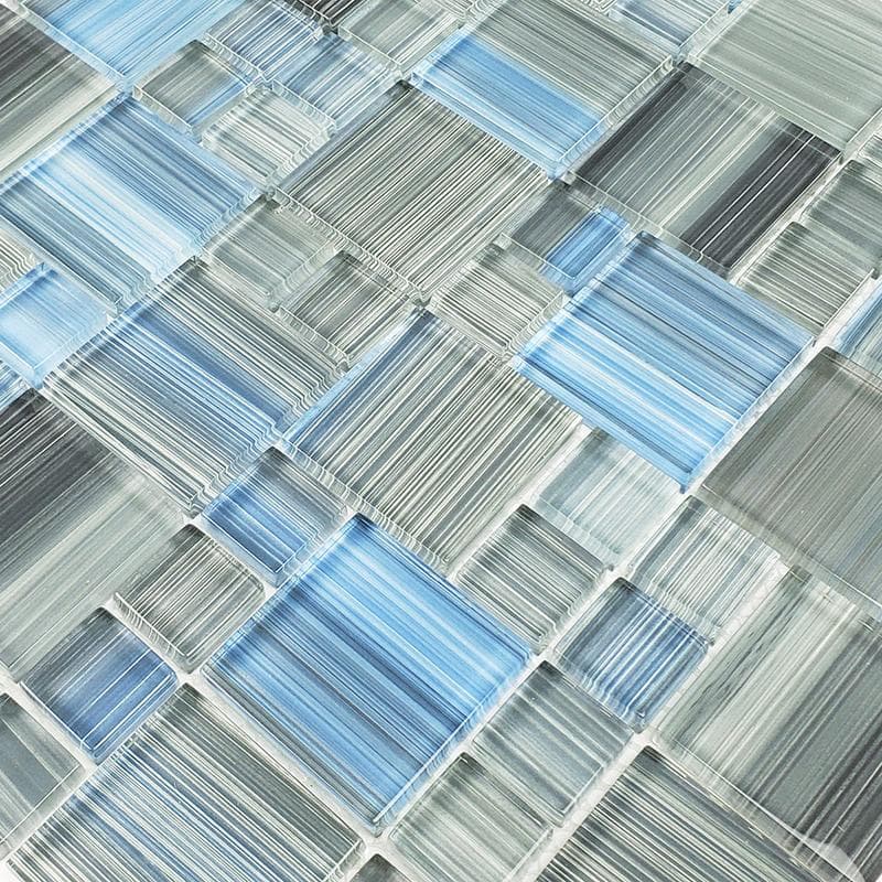 Watercolors Steel Blue Gray Blend Mixed Glass Mosaic 12"x12" Pool Tile - Image 2