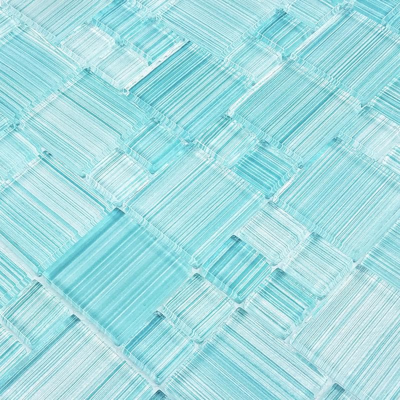 Watercolors Seafoam Blend Mixed Glass Mosaic 12"x12" Pool Tile - Image 2