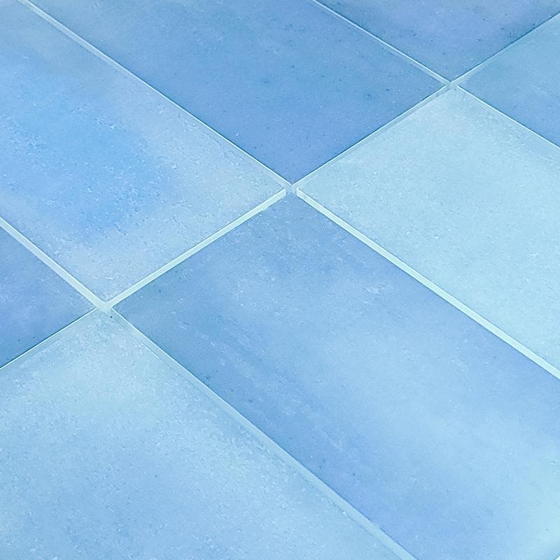 Sea Glass Tumbled Blue 3x6 Glass Mosaic 12"x12" Pool Tile - Image 2
