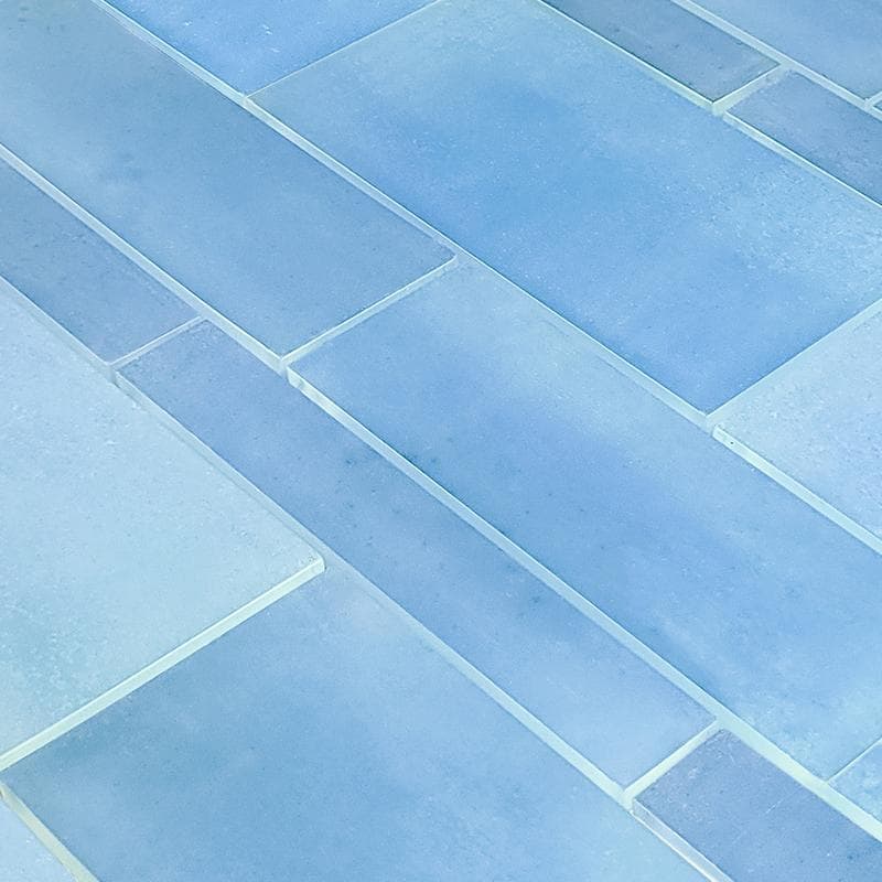Sea Glass Tumbled Blue Mixed Glass Mosaic 12"x12" Pool Tile - Image 2