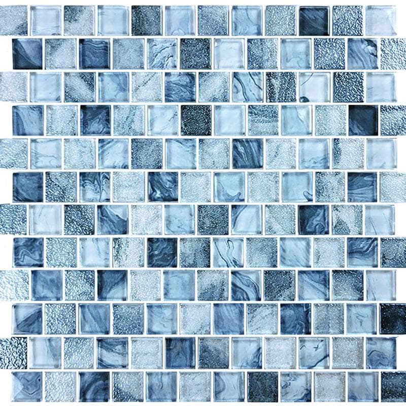 Signature Arctic Blue 1x1 Glass Mosaic 12"x12" Pool Tile - Image 2