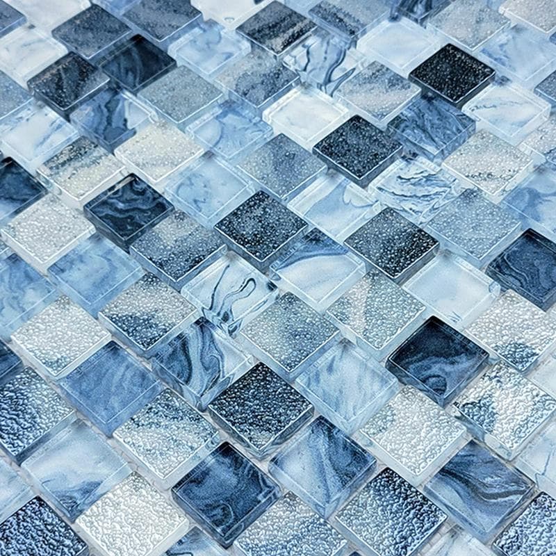 Signature Arctic Blue 1x1 Glass Mosaic 12"x12" Pool Tile - Image 3