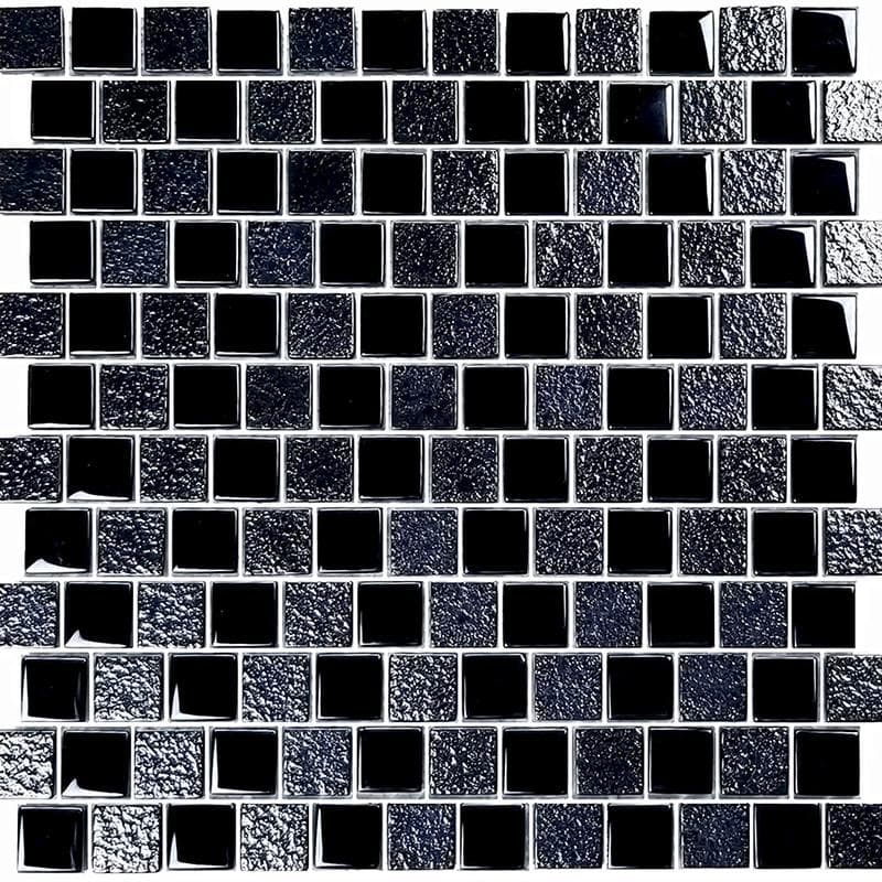 Signature Black 1x1 Glass Mosaic 12"x12" Pool Tile - Image 2