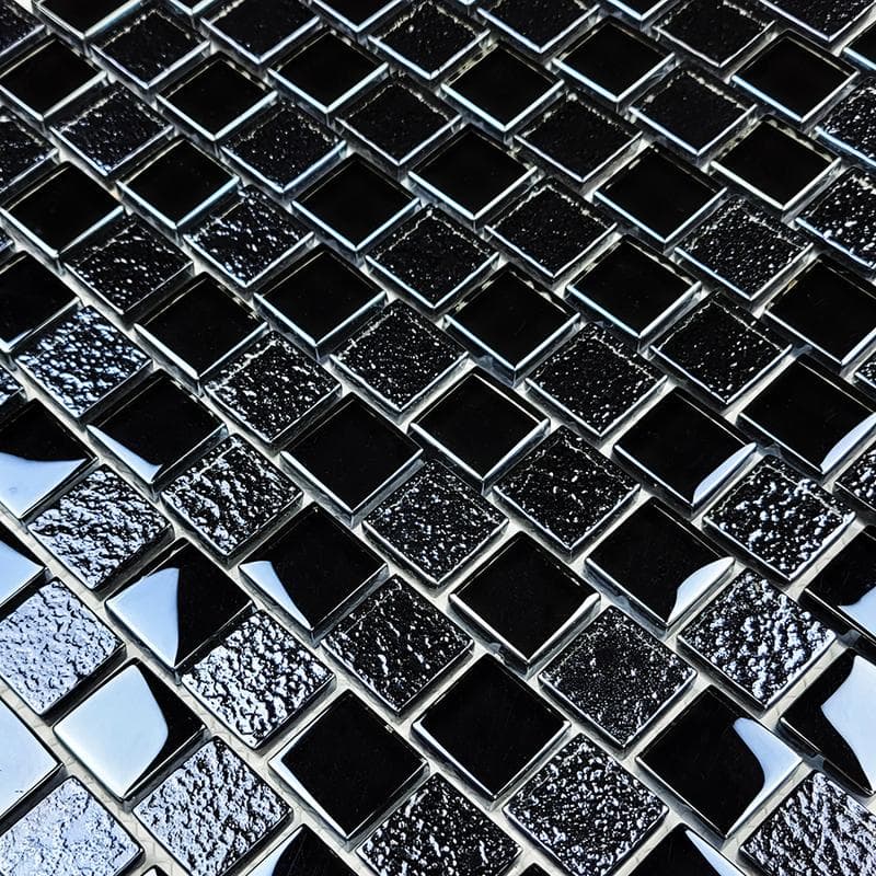 Signature Black 1x1 Glass Mosaic 12"x12" Pool Tile - Image 3