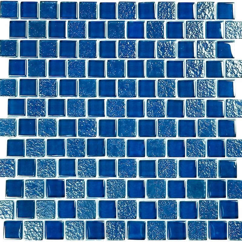 Signature Blue 1x1 Glass Mosaic 12"x12" Pool Tile - Image 2