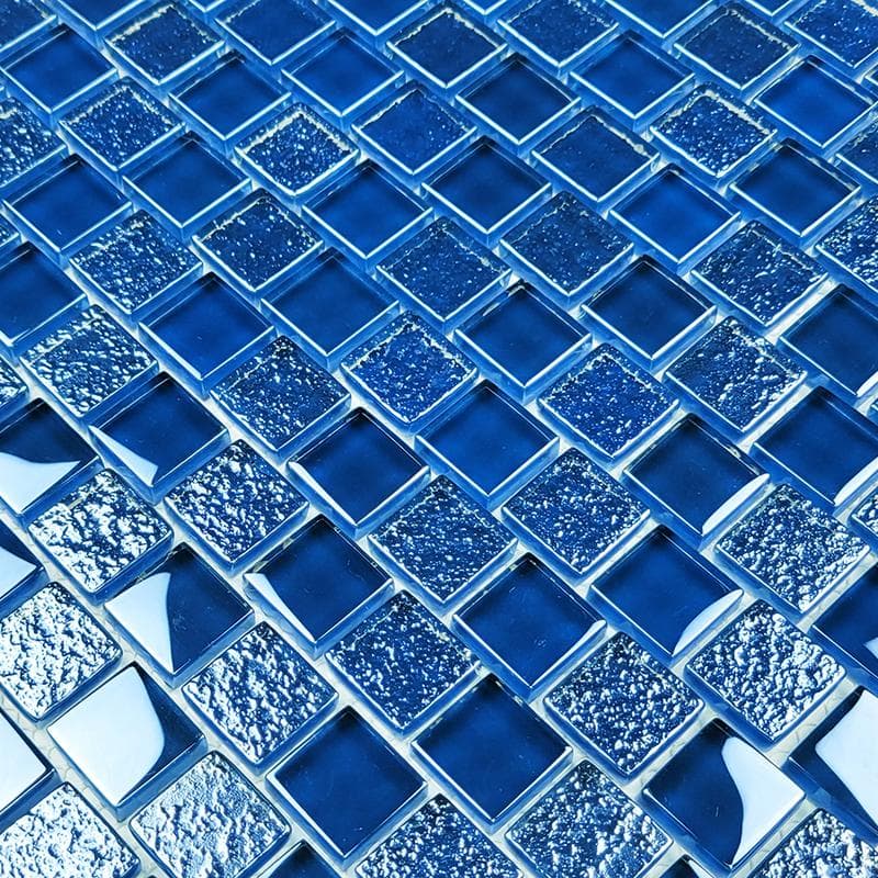 Signature Blue 1x1 Glass Mosaic 12"x12" Pool Tile - Image 3