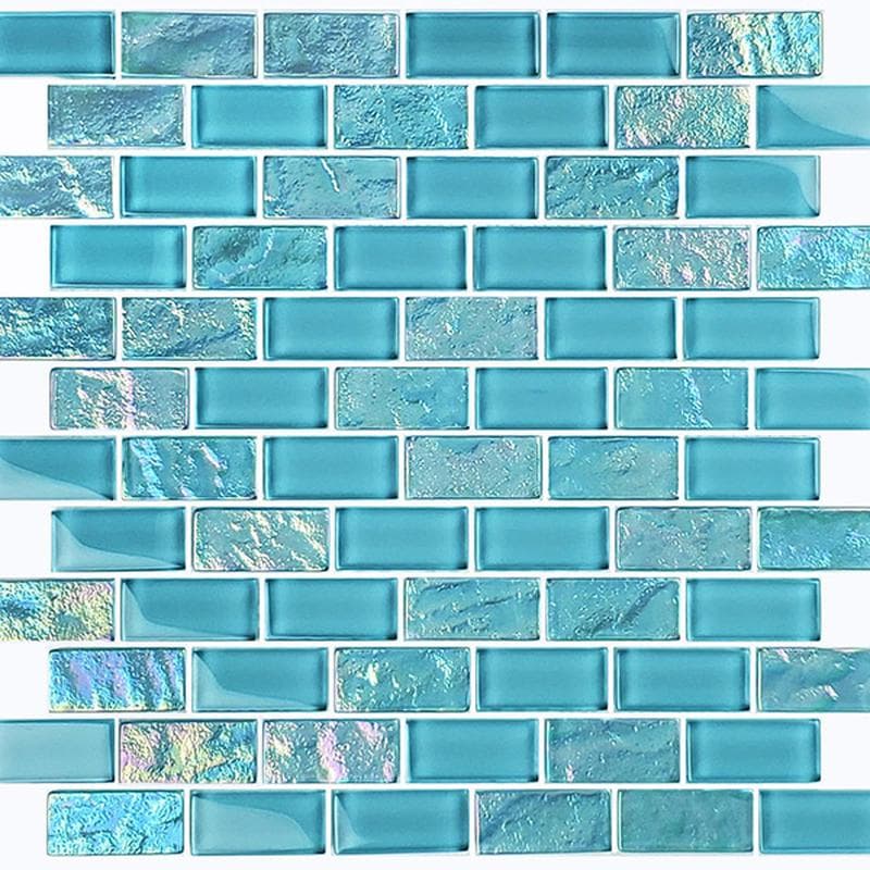 Twilight Turquoise 1x2 Glass Mosaic 12"x12" Pool Tile - Image 2