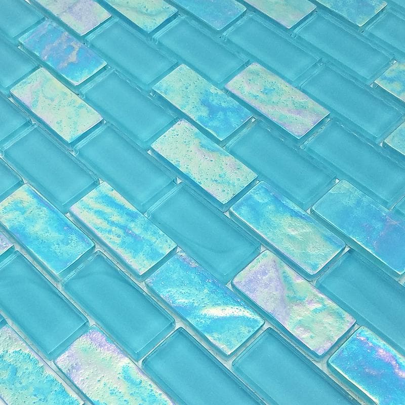 Twilight Turquoise 1x2 Glass Mosaic 12"x12" Pool Tile - Image 3