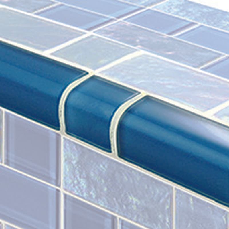 Twilight Trim Azure Mixed Glass Bullnose Pool Tile (Covering 1 Linear Foot) - Image 1
