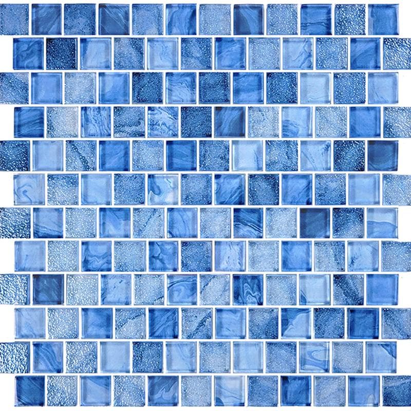 Signature Lapis Blue 1x1 Glass Mosaic 12"x12" Pool Tile - Image 2