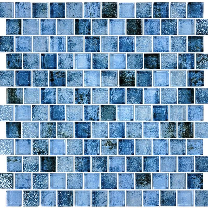 Signature Shadow Blue 1x1 Glass Mosaic 12"x12" Pool Tile - Image 2