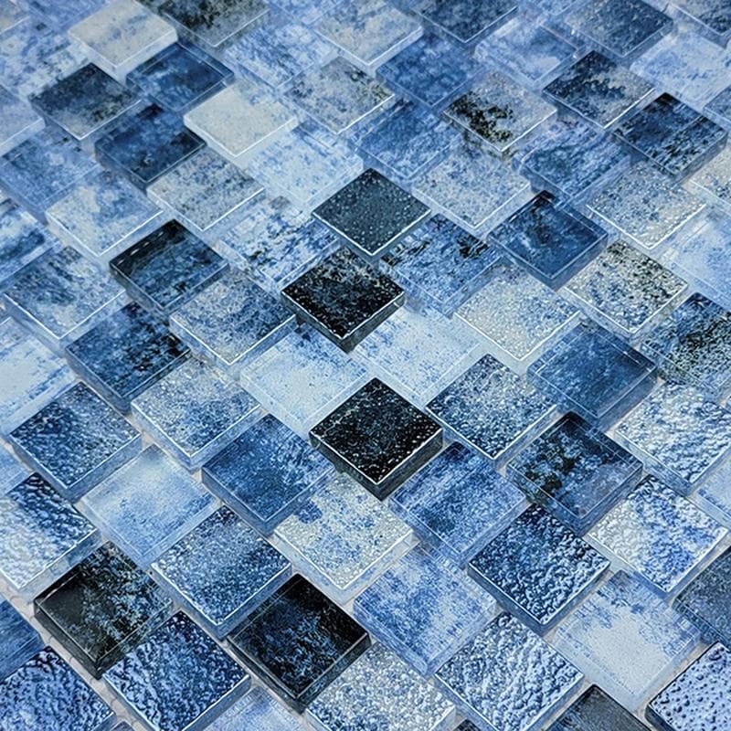 Signature Shadow Blue 1x1 Glass Mosaic 12"x12" Pool Tile - Image 3
