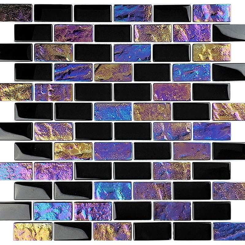 Twilight Black 1x2 Glass Mosaic 12"x12" Pool Tile - Image 2
