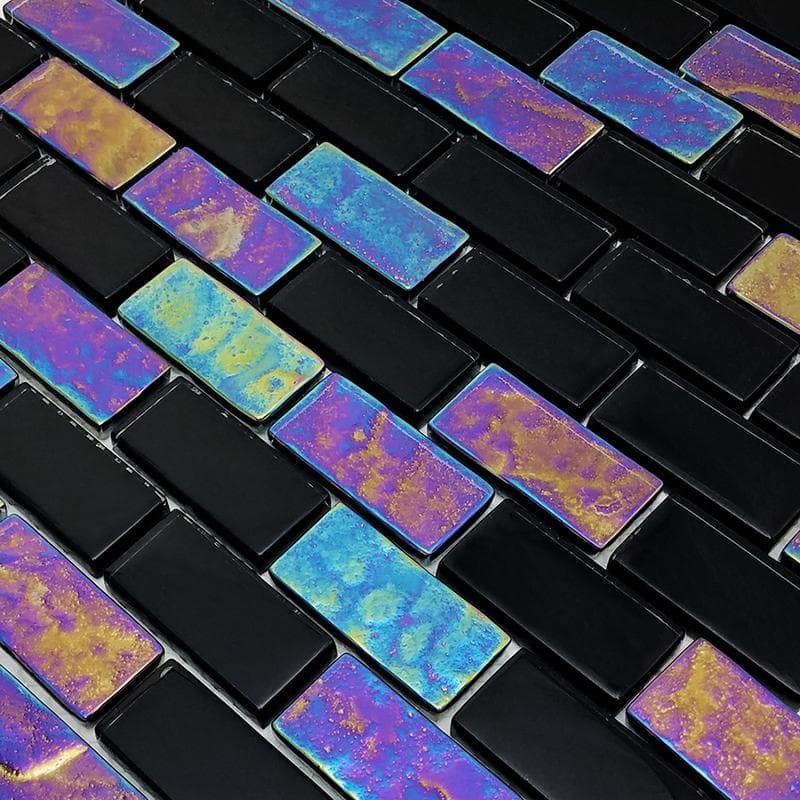 Twilight Black 1x2 Glass Mosaic 12"x12" Pool Tile - Image 3