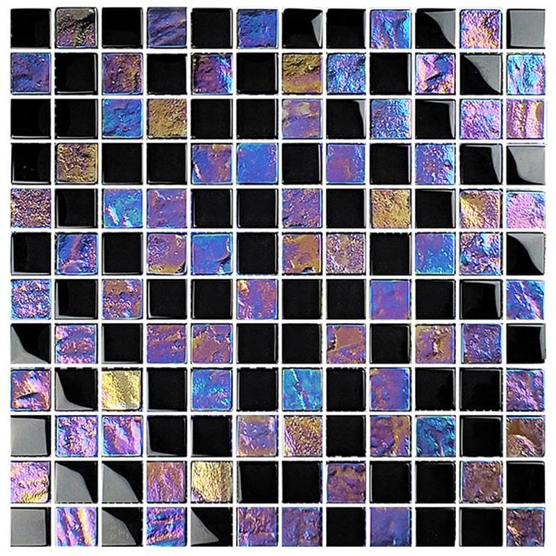 Twilight Black 1x1 Glass Mosaic 12"x12" Pool Tile - Image 1