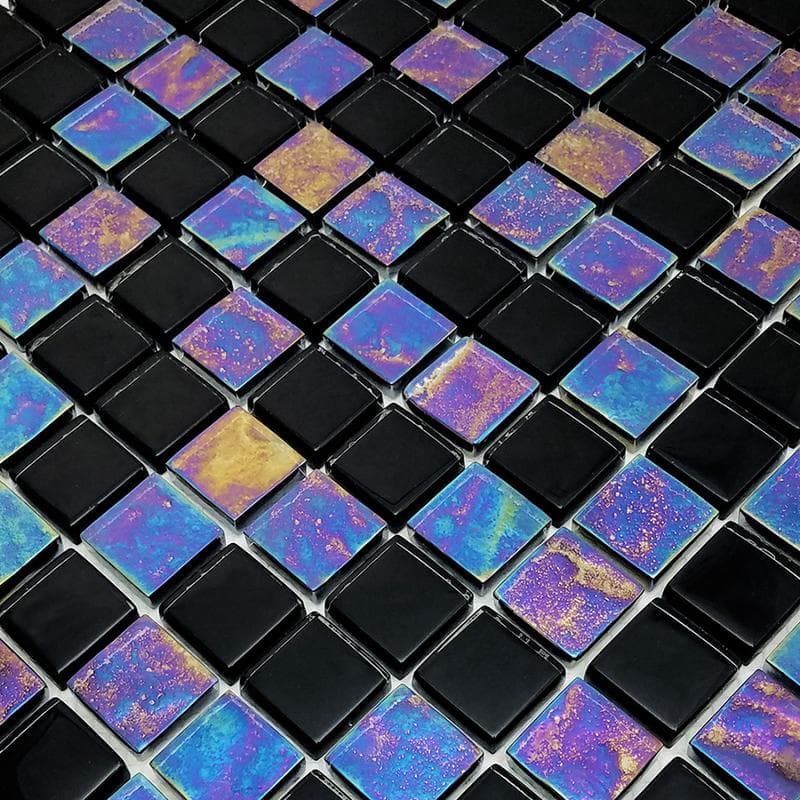 Twilight Black 1x1 Glass Mosaic 12"x12" Pool Tile - Image 2