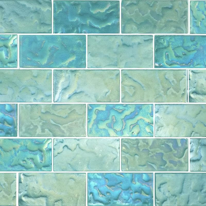 Subway Jade 2x4 Glass Mosaic 12"x12" Pool Tile - Image 1