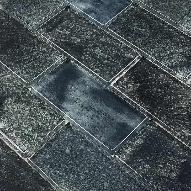 Subway Stratus Gray 2x4 Glass Mosaic 12"x12" Pool Tile - Image 2